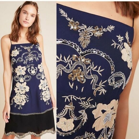 Anthropologie Allaire Embroidered Slip Dress Size XS - Picture 2 of 7